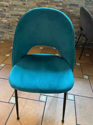 4 Sillas terciopelo - Gris & Verde