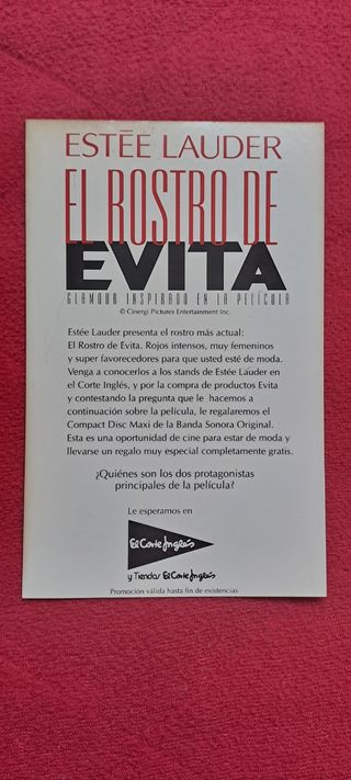 Flyer promocional Evita Madonna