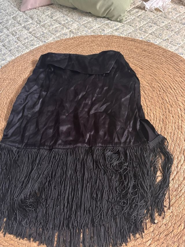 Falda negra Zara satinada