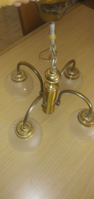 Lámpara techo vintage dorada 4 luces