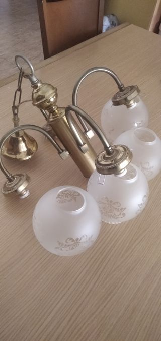 Lámpara techo vintage dorada 4 luces