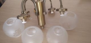 Lámpara techo vintage dorada 4 luces