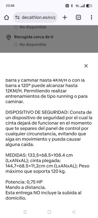 Cinta andar/correr plegable