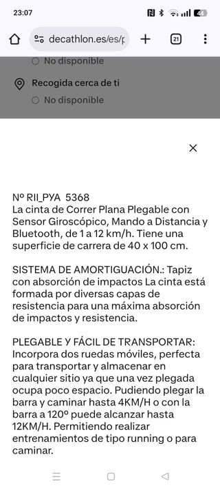Cinta andar/correr plegable