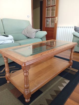 Mesa centro madera castaño - cristal