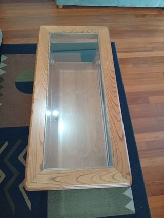 Mesa centro madera castaño - cristal