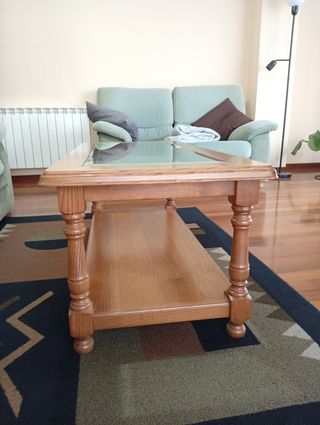 Mesa centro madera castaño - cristal