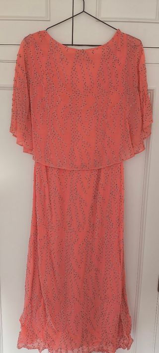 Vestido color coral con pedrería Pedro del Hierro