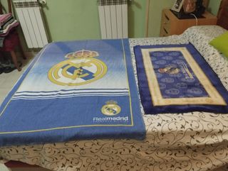 2 artículos Real Madrid: toalla y alfombra