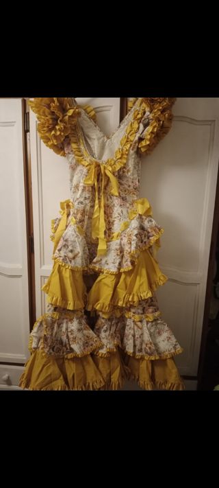 Vestido Flamenca blanco y amarillo