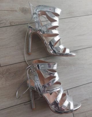 Sandali argento tacco alto Num. 37
