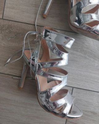 Sandali argento tacco alto Num. 37