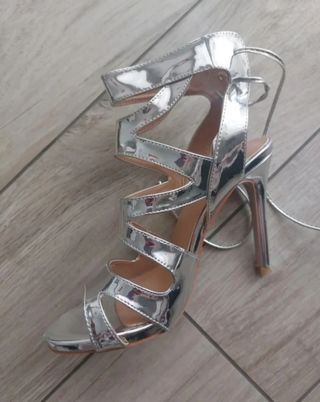 Sandali argento tacco alto Num. 37