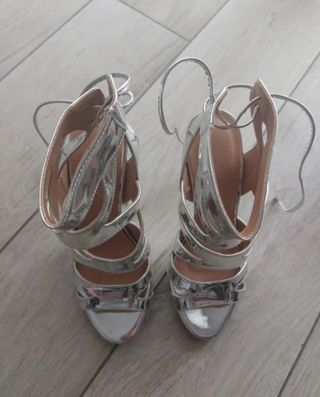 Sandali argento tacco alto Num. 37