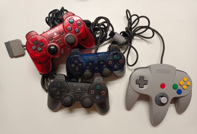 Mandos PS2 Playstation 2 azul rojo y nintendo 64