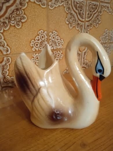 Jarrón cisne porcelana - Beige