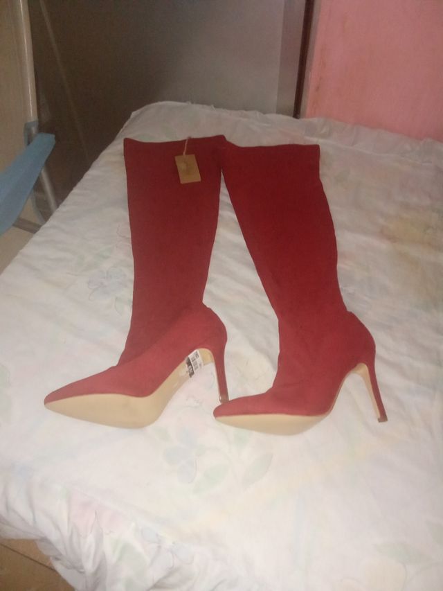 Botas altas rojas mujer