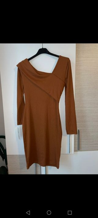 Vestito monospalla marrone tg S