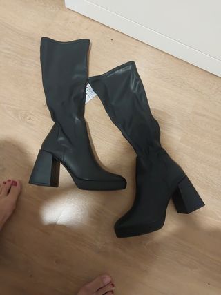 Botas altas negras tacón grueso