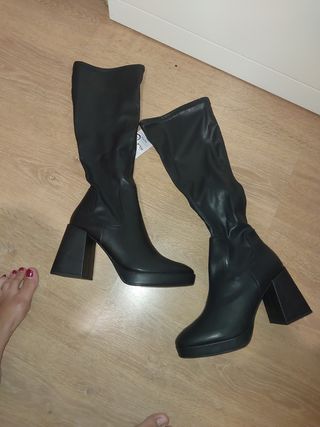 Botas altas negras tacón grueso