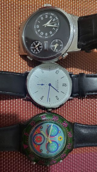 3 relojes: Esprit, Nomos, Swatch