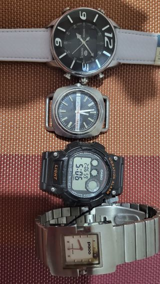 4 relojes: marea, diesel, casio, paco
