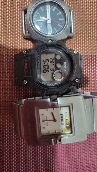 4 relojes: marea, diesel, casio, paco