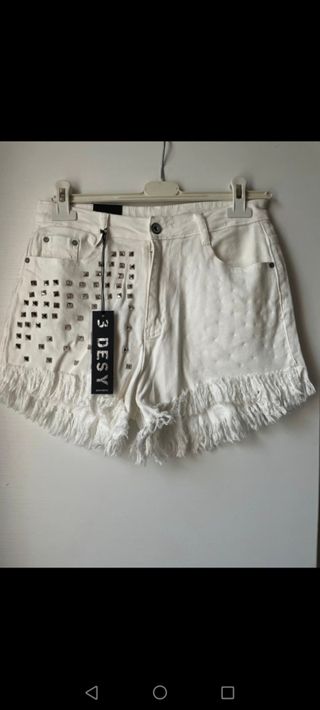 Shorts jeans bianchi 3 Desy borchie tg 44