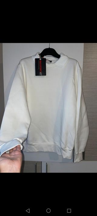 Felpa bianca uomo colletto TG L