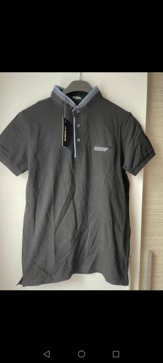 Polo ADON nera - colletto alla coreana