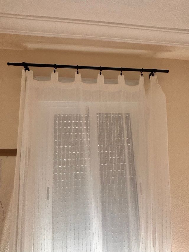 visillo transparente blancos con barra negra