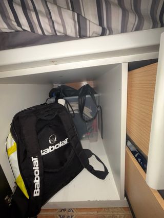 Cama alta con 6 cajones - Gris/Blanco