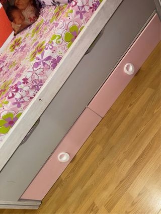 Cama nido infantil - Rosa y blanca
