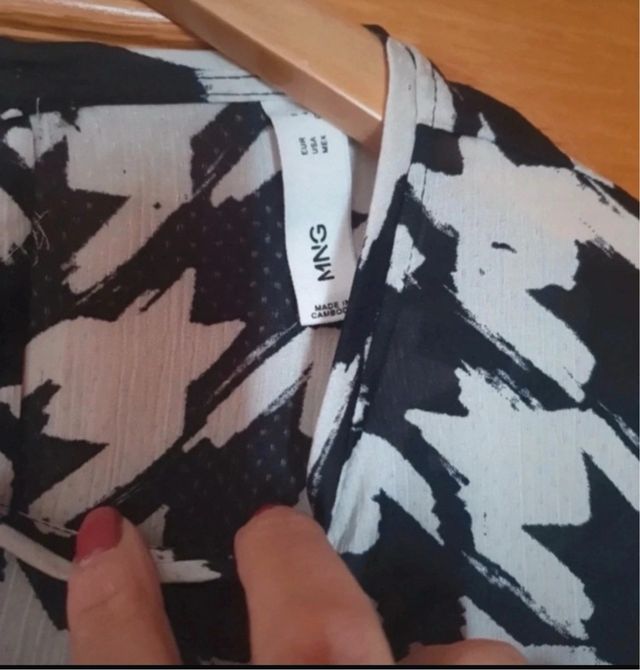 Blusa Mango S - Azul marino y blanco