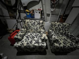 2 sillones vintage. Tela negra y beige