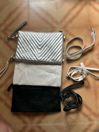 3 Pochette eleganti: argento, bianco e nero