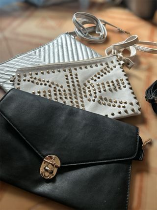 3 Pochette eleganti: argento, bianco e nero