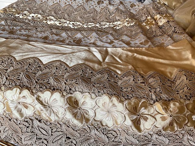 Tenda ricamata beige e oro 510x295cm