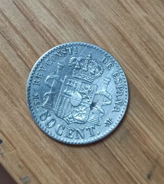 Moneda antigua Española  1880 de Alfonso XII 