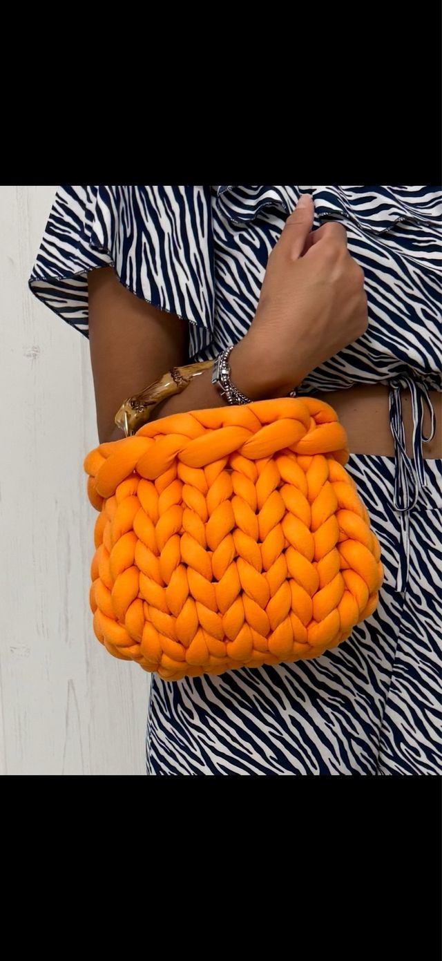 Borsa Arancione Filato Grosso