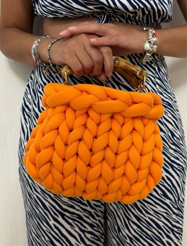 Borsa Arancione Filato Grosso
