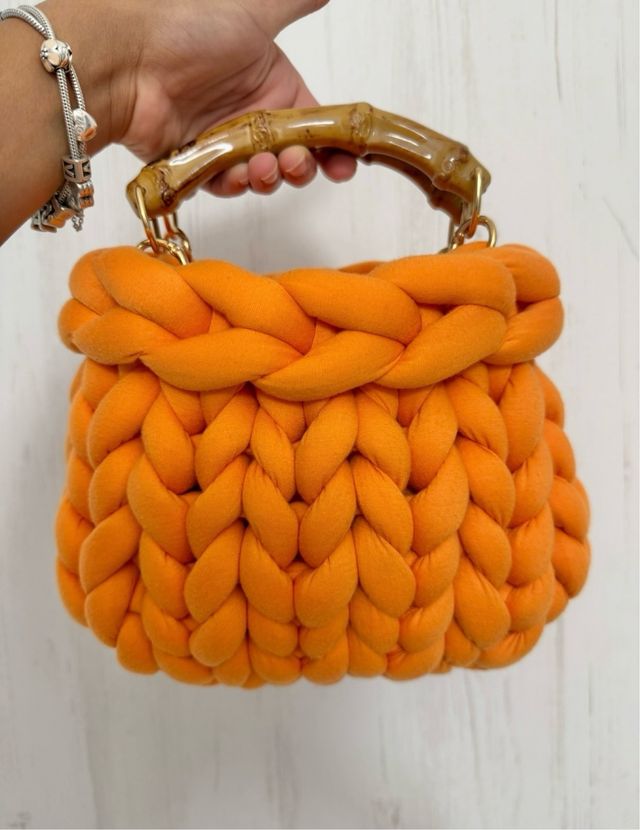 Borsa Arancione Filato Grosso