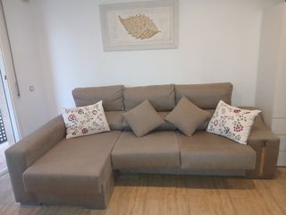 Sofá chaise longue 3 plazas beige