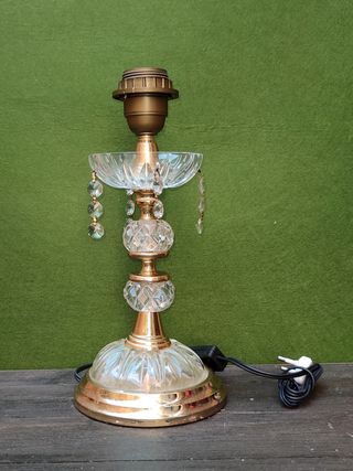 Lámpara de mesa latón cristal tallado con lágrimas