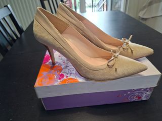 Décolleté beige pelle donna n.39 vera pelle