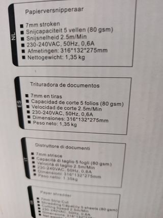 Destructora documentos 7mm - 5 hojas
