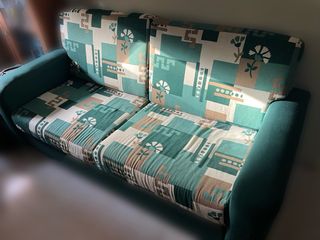 Sofá cama 2 plazas - Verde & Beige