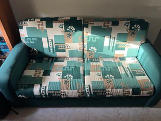 Sofá cama 2 plazas - Verde & Beige