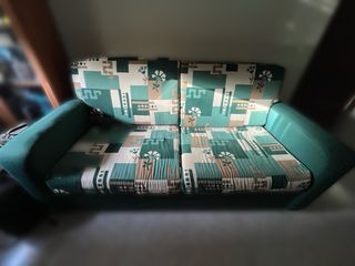 Sofá cama 2 plazas - Verde & Beige