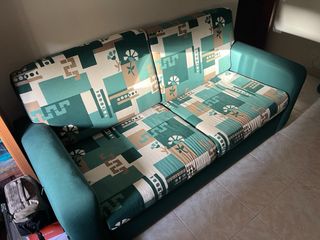 Sofá cama 2 plazas - Verde & Beige